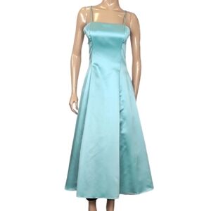Scott McClintock Satin Formal Dress Vintage Y2K Tea Length Princess Prom Size 8